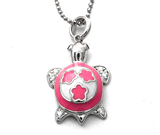 Pandantiv testoasa, simbol al norocului : Pandantiv din argint pictat cu email roz model broscuta testoasa