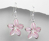 Cercei floare din argint cu sidef roz