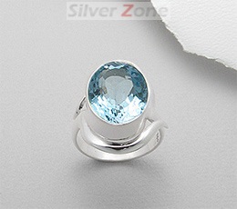 Inel din argint cu piatra semipretioasa Topaz Bleu