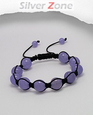 Bratara Shamballa din siret negru impletit cu pietre violet 33-1-i33526M