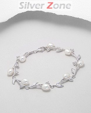 Bratara din argint cu perle albe de cultura 13-1-i3320