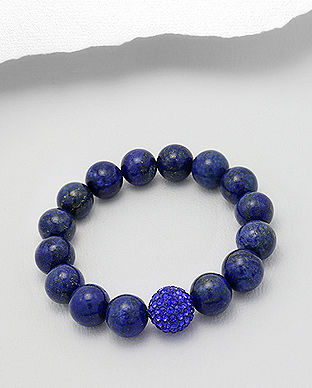 Bratara elastica cu Lapis Lazuli albastru si cristale 33-1-i5114