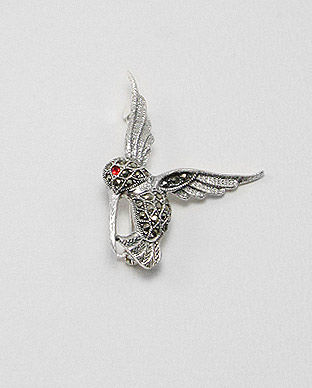 Brosa pasare colibri din argint cu marcasite 16-1-i23223