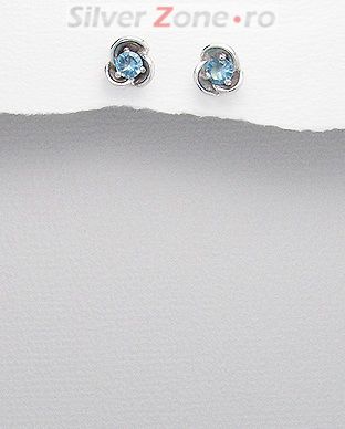 Cercei din argint cu aspect patinat cu piatra bleu 11-1-i37270AQ