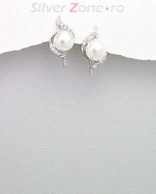 Cercei din argint cu perla alba de cultura 11-1-i3927