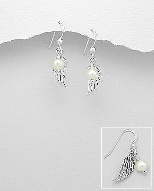 Cercei aripi de inger din argint cu perla de cultura 11-1-i4923