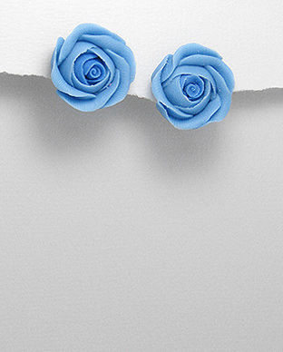 Cercei trandafir albastru din ceramica japoneza 31-1-i31309B