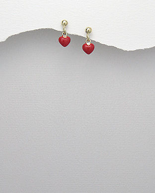 fragment steel often Cercei copii cu inimioara rosie din argint placat cu aur 11-1-i44378 |  SilverZone.ro
