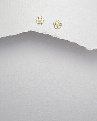 Cercei mici floricica cu perla din argint placat cu aur 11-1-i44390 