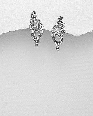 Cercei aripa de fluture din argint cu aspect patinat 11-1-i55221P