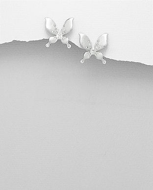 Cercei fluture din argint si cubic zirconia 11-1-i57155