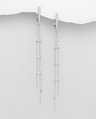Cercei lungi din argint cu pietricele transparente 11-1-i5790