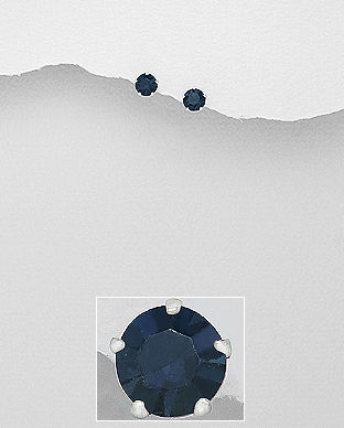 Cercei foarte mici cu zirconia albastru 11-1-i55126B
