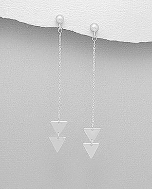 Cercei cu lantisor si doua triunghiuri din argint 11-1-i59264