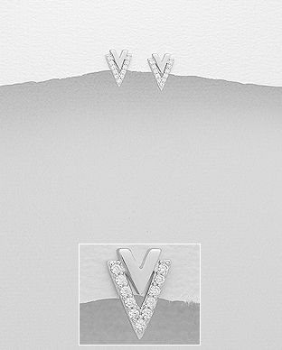 Cercei model V din argint cu pietricele 11-1-i5988