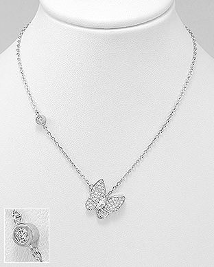 Colier din argint cu pandantiv fluture si pietricele 14-1-i59105