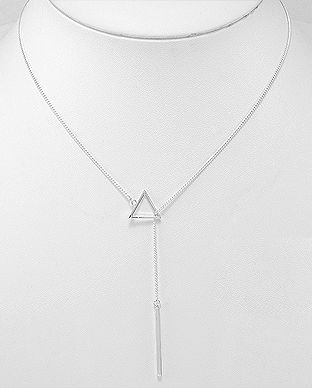 Colier scurt tip Lariat din argint model triunghi pentru fetite 14-1-i57237