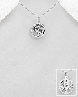 Pandantiv copac gravat Wish din argint 17-1-i61557
