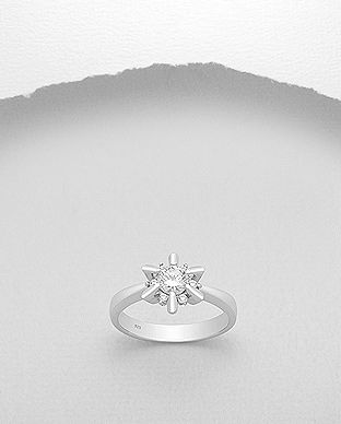 Inel floare din argint cu pietre 12-1-i55168