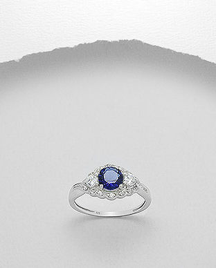 Inel din argint cu piatra albastra 12-1-i5196B