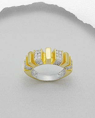 Inel din argint placat cu aur cu pietricele albe 12-1-i18247
