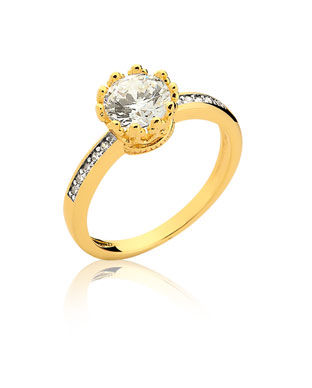 scenă arc sudare  Inel de logodna cu imitatie de diamant din inox placat cu aur de 18 carate  22-12484 | SilverZone.ro