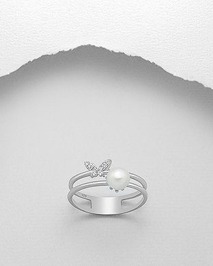 Inel din argint cu perla de cultura si fluture 12-1-i5527