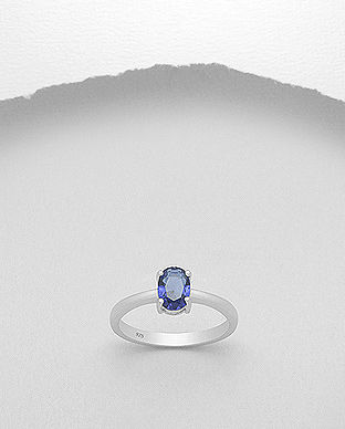 Inel cu piatra albastra din argint 12-1-i59117B