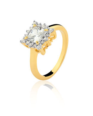 Inel cu imitatii de diamante din inox placat cu aur de 18 carate 22-12621