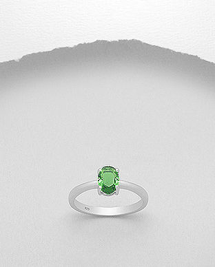 Inel cu piatra verde din argint 12-1-i59117V