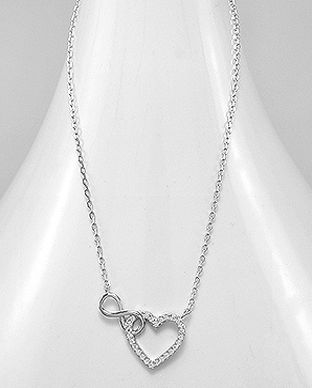 Colier cu simbol infinit si inima din argint 14-1-i57125