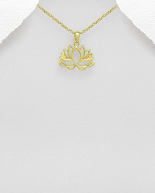 Pandantiv model lotus din argint placat cu aur 17-1-i62677