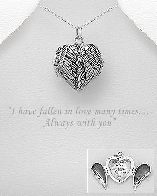 Medalion inima cu aripi care se deschide din argint cu mesaj 17-1-i57169