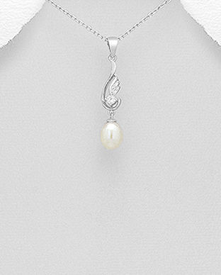 Pandantiv din argint model aripa cu perla de cultura 17-1-i5745