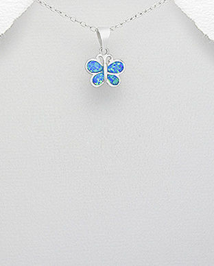 Pandantiv fluture din argint cu opal albastru 17-1-i49284B