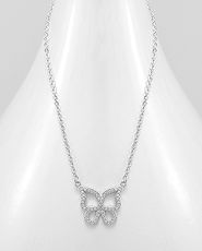 Colier din argint cu pandantiv fluture si cubic zirconia 14-1-i5575