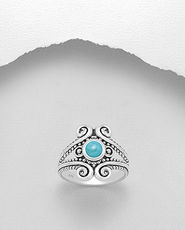 Inel oriental din argint cu turcoaz albastru 12-1-i62413T