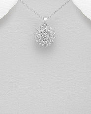 Pandantiv floare din argint cu pietricele zirconiu 17-1-i6295