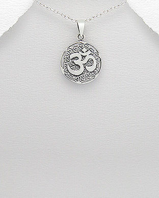 Floarea Vietii si simbol Hindus Om (Aum) pandantiv din argint 17-1-i61269