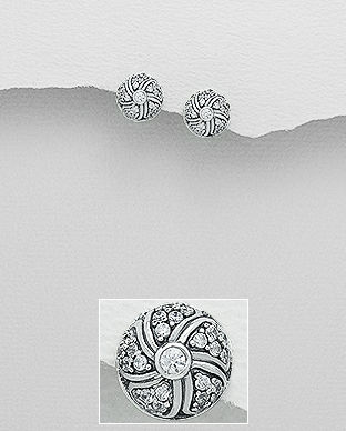Bijuterii argint 925 - cercei pe lob cu pietre 11-1-i59208a