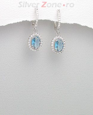 Cercei din argint si cubic zirconia bleu 11-1-i39101B