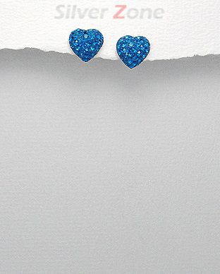 Cercei inimioare din argint cu cristal albastru 11-1-i33680