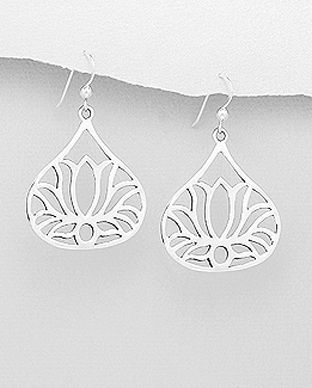 Cercei floare lotus argint 11-1-i64507