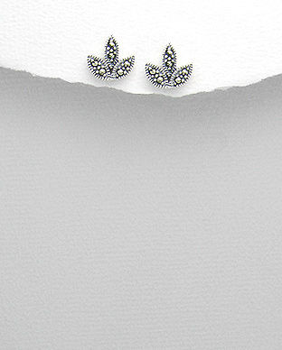 Cercei frunze din argint cu marcasite 11-1-i41104