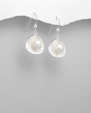 Cercei lungi din argint cu perla alba de cultura 11-1-i1718