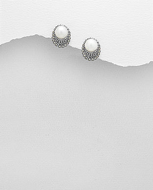 Cercei din argint cu perla si marcasite 11-1-i53253