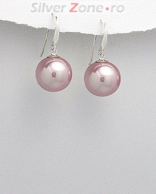 Cercei din argint cu perla mare roz 11-1-i3785R