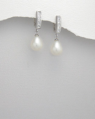 Cercei din argint cu perla alba de cultura 11-1-i4438A