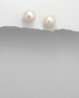 Cercei din argint cu perla piersic de cultura 11-1-i239