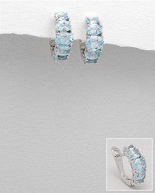 Cercei din argint cu pietre semipretioase topaz bleu 11-1-i25316